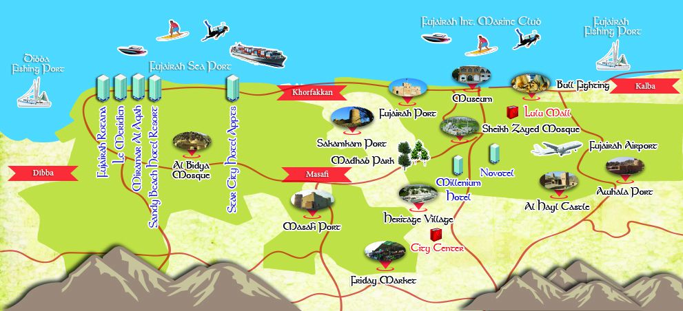 Fujairah Attractions Map